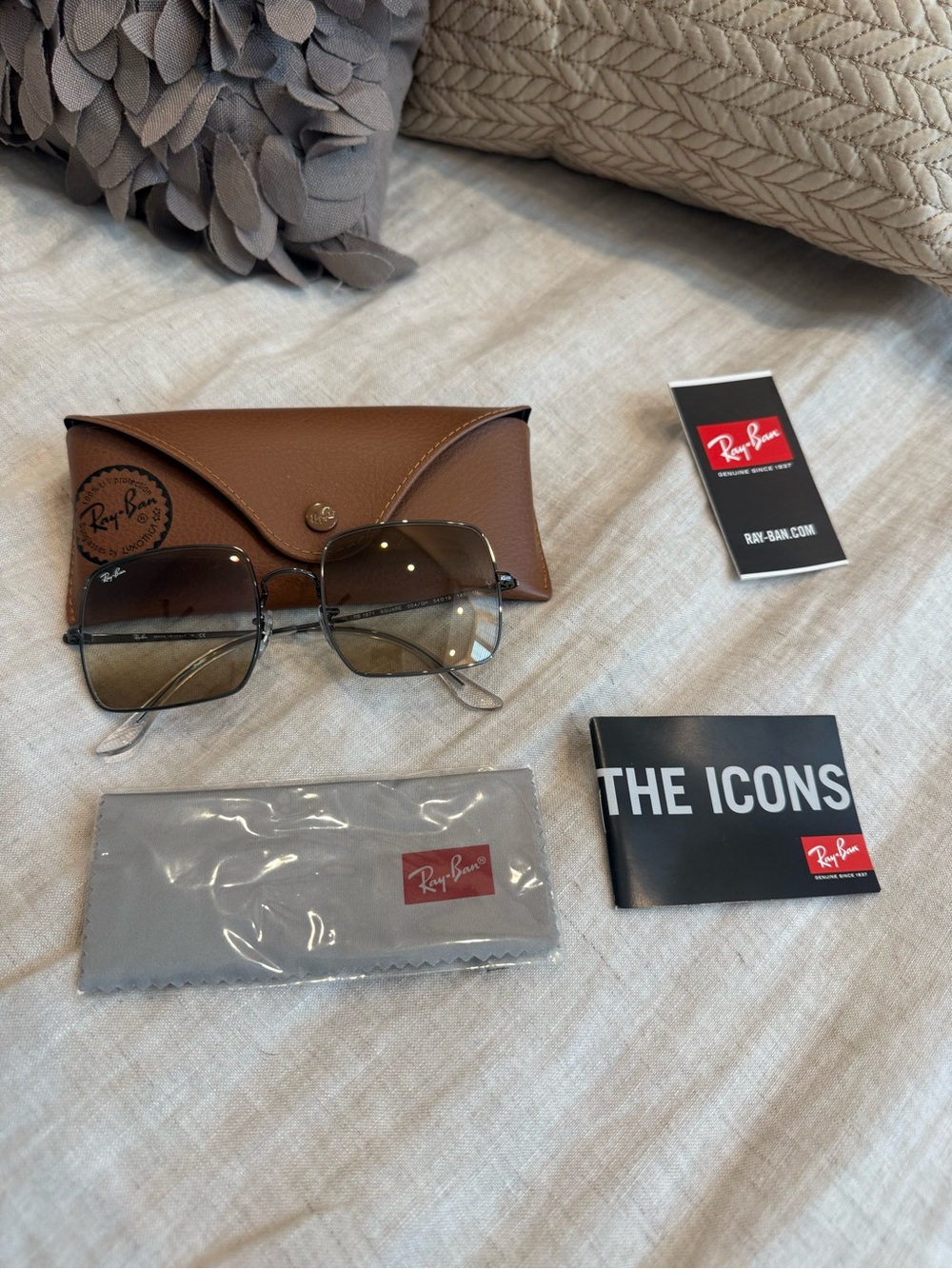 Ray-Ban Brown Gradient Square Sunglasses